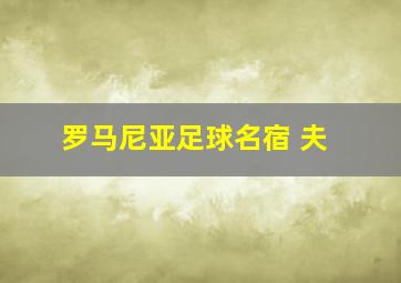 罗马尼亚足球名宿 夫